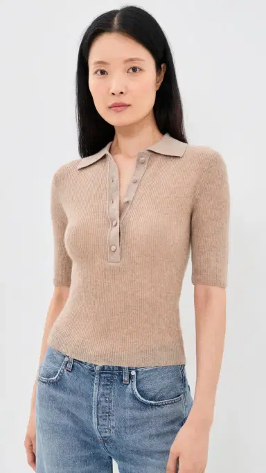 Citizens of Humanity Amelie Polo Sweater Fawn | Thumbnail 2