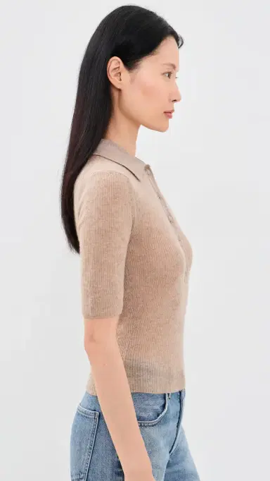 Citizens of Humanity Amelie Polo Sweater Fawn | Thumbnail 4