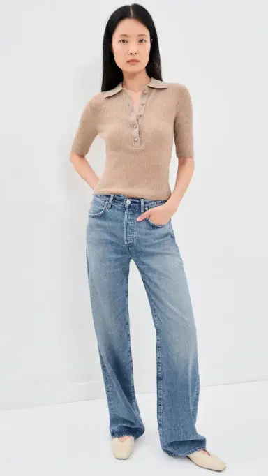 Citizens of Humanity Amelie Polo Sweater Fawn | Thumbnail 5