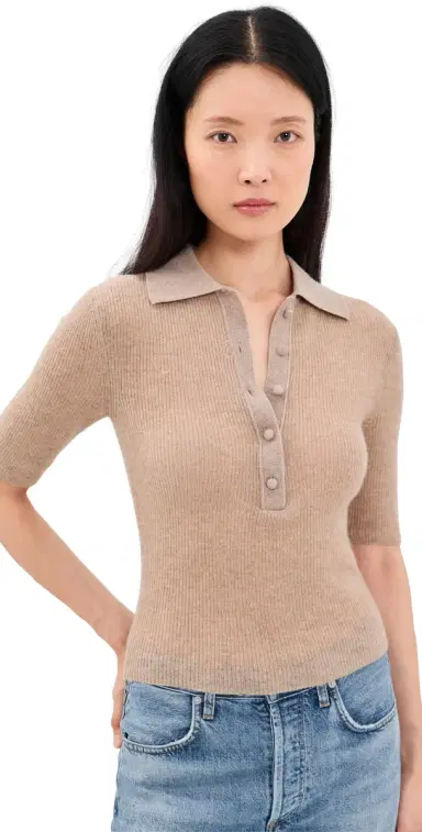 Citizens of Humanity Amelie Polo Sweater Fawn | Thumbnail 1