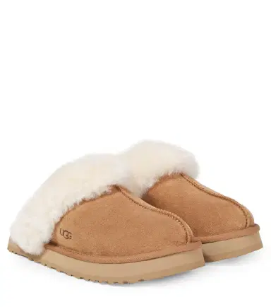 UGG Kids Disquette shearling-trimmed suede slippers | Thumbnail 1
