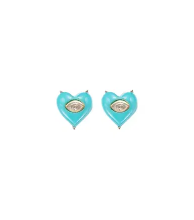 Sydney Evan 14kt gold stud earrings with diamonds and turquoises | Thumbnail 1 Sydney Evan 14kt gold stud earrings with diamonds and turquoises | Thumbnail 1