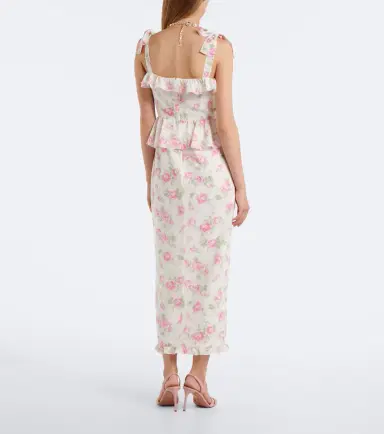 Alessandra Rich Bow-detail floral ruffled silk midi dress | Thumbnail 3