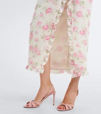 Alessandra Rich Bow-detail floral ruffled silk midi dress | Thumbnail 6