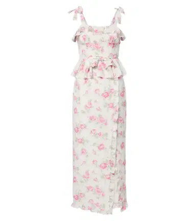 Alessandra Rich Bow-detail floral ruffled silk midi dress | Thumbnail 1