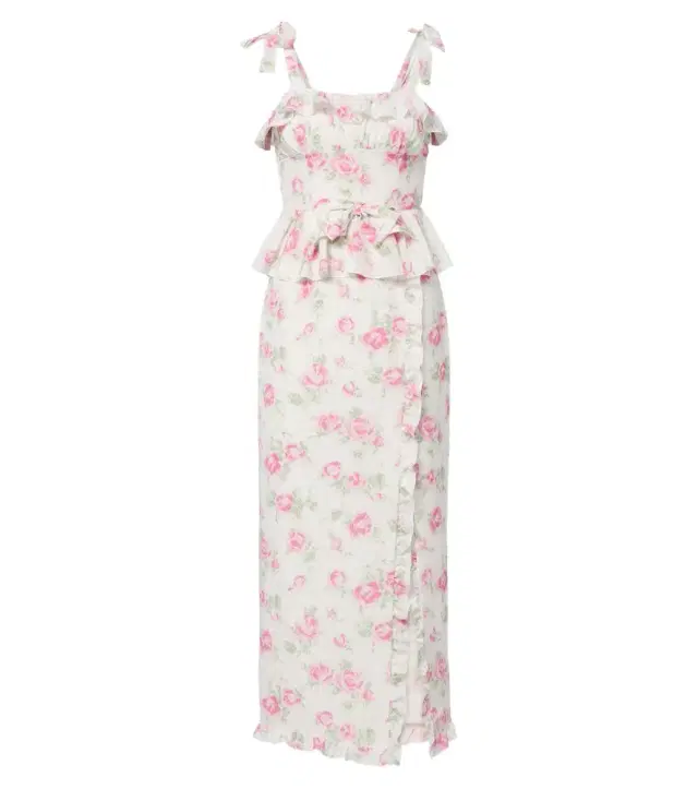 Alessandra Rich Bow-detail floral ruffled silk midi dress