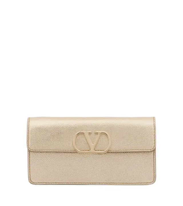 Valentino Garavani VLogo metallic leather wallet on chain