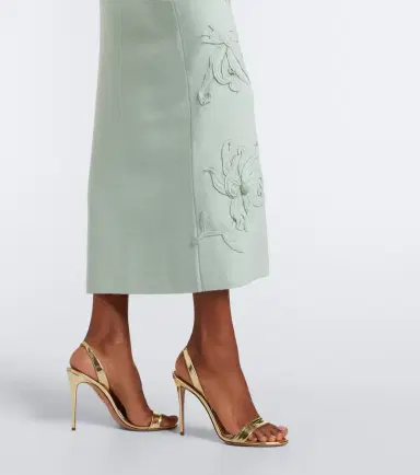 Oscar de la Renta Floral appliqué wool-blend midi dress | Thumbnail 3