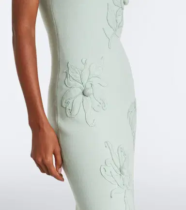 Oscar de la Renta Floral appliqué wool-blend midi dress | Thumbnail 5