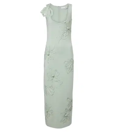 Oscar de la Renta Floral appliqué wool-blend midi dress | Thumbnail 1