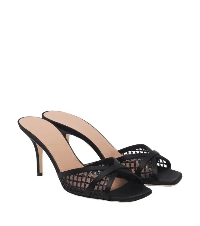 Malone Souliers Perla satin and mesh mules