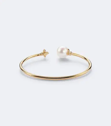 Bucherer Fine Jewellery Bloom 18kt gold cuff bracelet with pearl and diamonds | Thumbnail 2