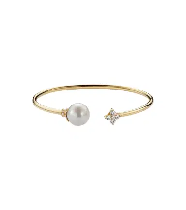Bucherer Fine Jewellery Bloom 18kt gold cuff bracelet with pearl and diamonds | Thumbnail 1