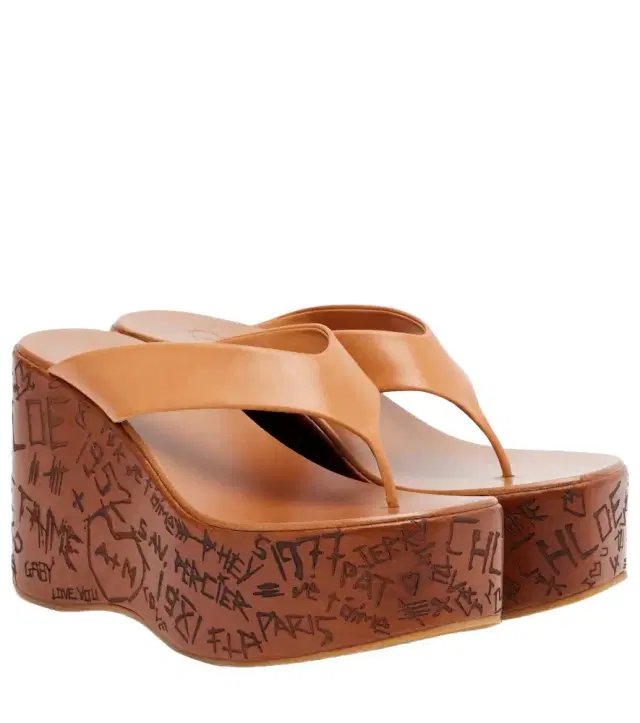 Chloe Chloé Maxime leather wedge thong sandals