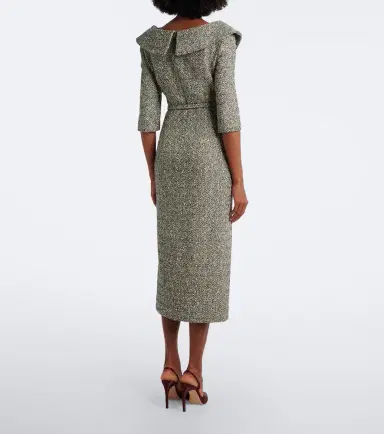 Alessandra Rich Belted cotton and wool-blend tweed midi dress | Thumbnail 2