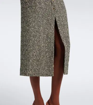 Alessandra Rich Belted cotton and wool-blend tweed midi dress | Thumbnail 4