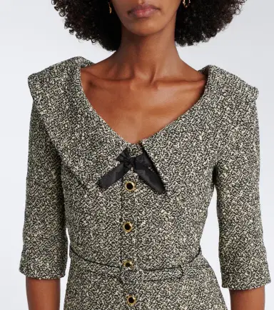 Alessandra Rich Belted cotton and wool-blend tweed midi dress | Thumbnail 6