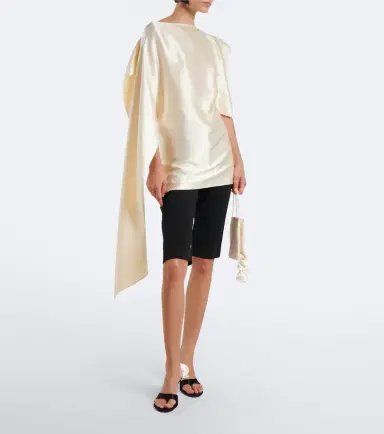 Magda Butrym Asymmetric draped silk satin top | Thumbnail 3