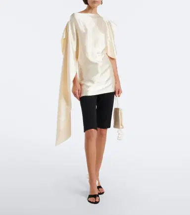 Magda Butrym Asymmetric draped silk satin top | Thumbnail 7