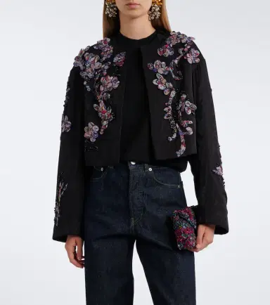 Dries Van Noten Vonda appliqué embellished cropped jacket | Thumbnail 2 Dries Van Noten Vonda appliqué embellished cropped jacket | Thumbnail 2