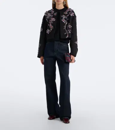 Dries Van Noten Vonda appliqué embellished cropped jacket | Thumbnail 3 Dries Van Noten Vonda appliqué embellished cropped jacket | Thumbnail 3