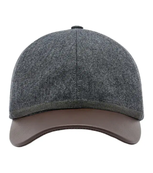 Monili leather and virgin wool baseball cap