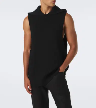 Rick Owens Hooded ribbed-knit virgin wool tank top | Thumbnail 6