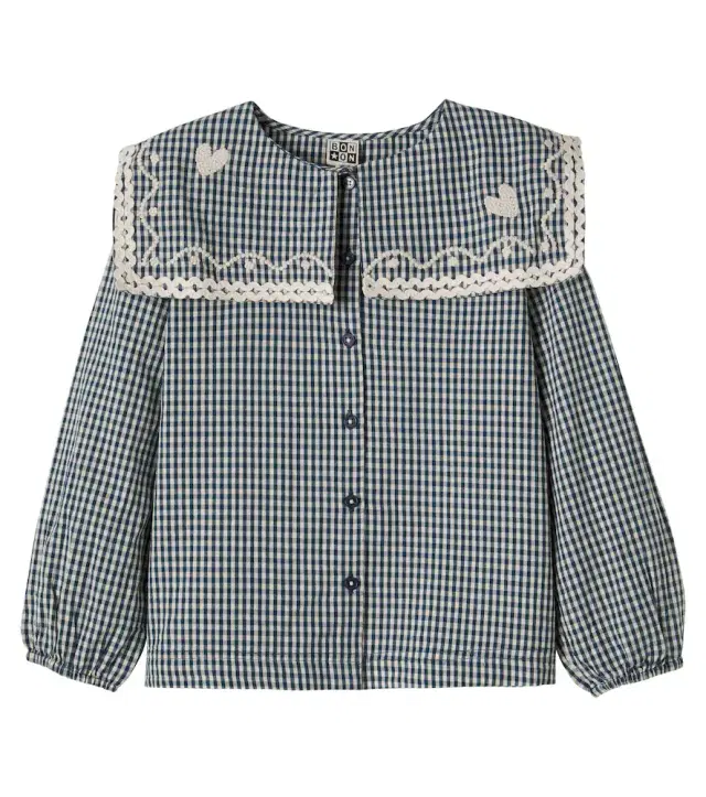 Bonton Pioupiou embroidered gingham cotton shirt