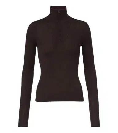The Frankie Shop Sade ribbed-knit wool and silk half-zip sweater | Thumbnail 1