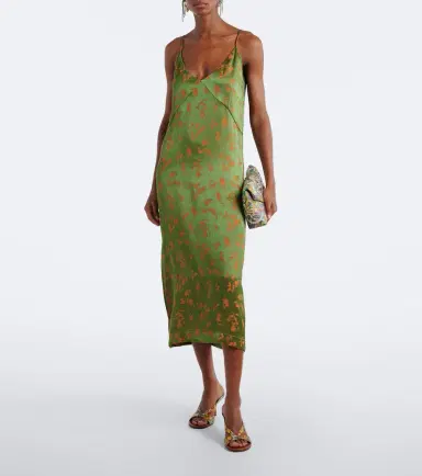 Dries Van Noten Floral jacquard satin slip dress | Thumbnail 2 Dries Van Noten Floral jacquard satin slip dress | Thumbnail 2