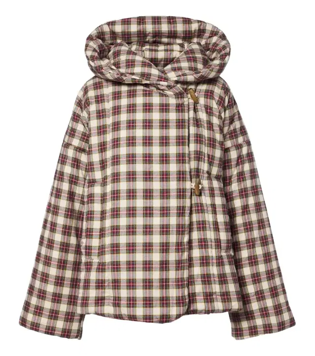 Dries Van Noten Gingham hooded cotton puffer jacket