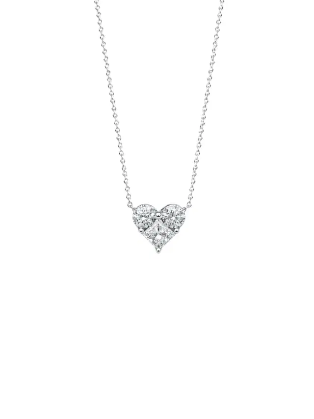 Wish Fine Jewelry 0.71ct Diamond 18K Gold Heart Pendant Chain Necklace