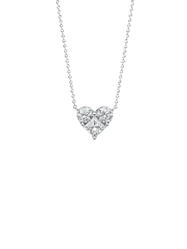 Wish Fine Jewelry 1.13ct Diamond 18K Gold Heart Pendant Chain Necklace