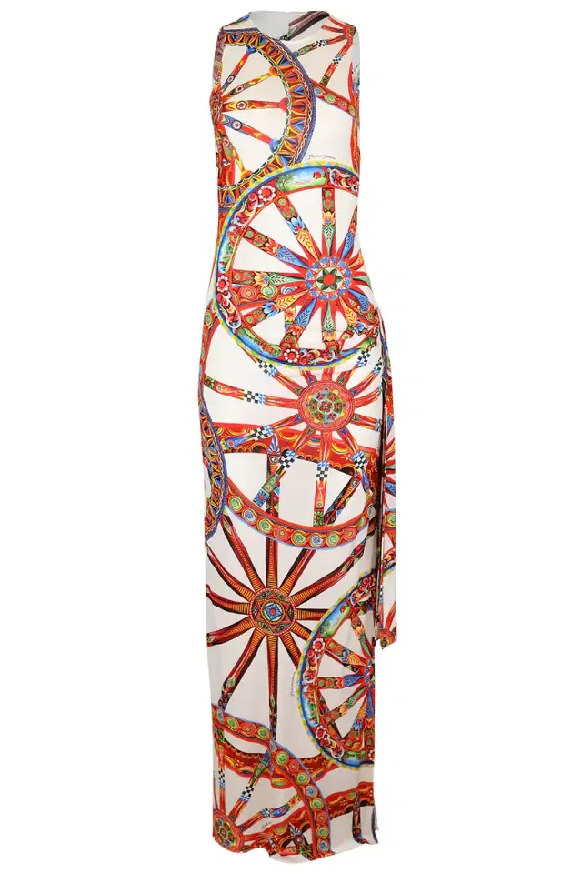 Dolce & Gabbana Demi Couture Wheel Print Dress