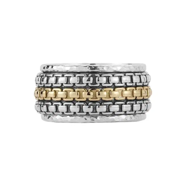 JAI JAI Sterling Silver & 14K Yellow Gold Artisan Textured Men's Ring JJH3056MRG - by The Solist