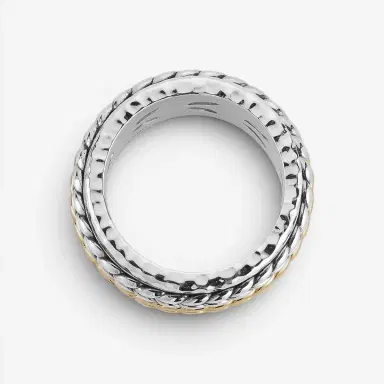 JAI JAI Sterling Silver & 14K Yellow Gold Artisan Textured Spinner Men's Ring JJH5026MRG - by The Solist | Thumbnail 4 JAI JAI Sterling Silver & 14K Yellow Gold Artisan Textured Spinner Men's Ring JJH5026MRG - by The Solist | Thumbnail 4