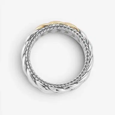 JAI JAI Sterling Silver & 14K Yellow Gold Basketweave Men's Band Ring JJH5020MRG - by The Solist | Thumbnail 3