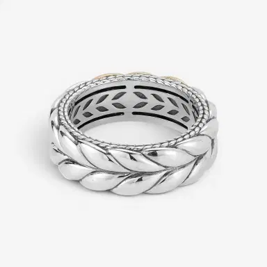 JAI JAI Sterling Silver & 14K Yellow Gold Basketweave Men's Band Ring JJH5020MRG - by The Solist | Thumbnail 4