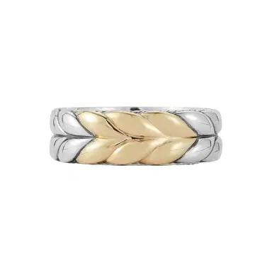 JAI JAI Sterling Silver & 14K Yellow Gold Basketweave Men's Band Ring JJH5020MRG - by The Solist | Thumbnail 1