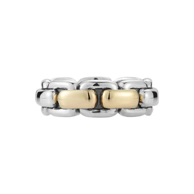 JAI JAI Sterling Silver & 14K Yellow Gold Box Chain Men's Band Ring JJH1045MRG - by The Solist
