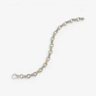 JAI JAI Sterling Silver & 14K Yellow Gold Textured Men's Link Bracelet JJH3040MBG - L by The Solist | Thumbnail 2