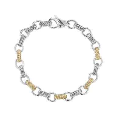 JAI JAI Sterling Silver & 14K Yellow Gold Textured Men's Link Bracelet JJH3040MBG - L by The Solist | Thumbnail 1