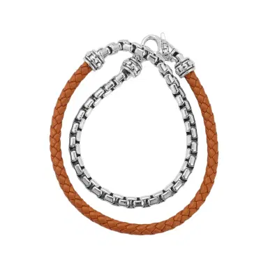 JAI JAI Sterling Silver & Brown Leather Double Wrap Men's Bracelet JJH1046MB-BR - L by The Solist | Thumbnail 1 JAI JAI Sterling Silver & Brown Leather Double Wrap Men's Bracelet JJH1046MB-BR - L by The Solist | Thumbnail 1
