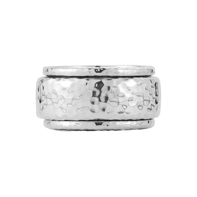 JAI JAI Sterling Silver Artisan Hammered Spinner Men's Ring JJH3057MR - by The Solist