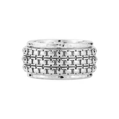 JAI JAI Sterling Silver Artisan Textured Spinner Men's Ring JJH3056MR - by The Solist | Thumbnail 1 JAI JAI Sterling Silver Artisan Textured Spinner Men's Ring JJH3056MR - by The Solist | Thumbnail 1