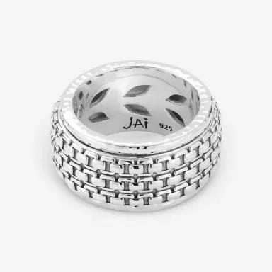 JAI JAI Sterling Silver Artisan Textured Spinner Men's Ring JJH3056MR - by The Solist | Thumbnail 2