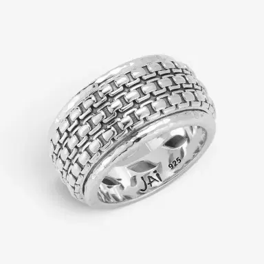 JAI JAI Sterling Silver Artisan Textured Spinner Men's Ring JJH3056MR - by The Solist | Thumbnail 4