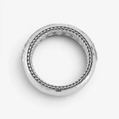 JAI JAI Sterling Silver Black Spinel Hammered Men's Band Ring JJH3053MR-BS - by The Solist | Thumbnail 3