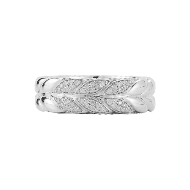 JAI JAI Sterling Silver Diamond Basketweave Men's Band Ring JJH5020MR-DI - by The Solist
