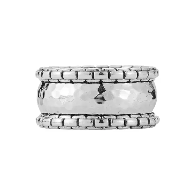JAI JAI Sterling Silver Hammered Box Chain Men's Ring JJH3033MR - by The Solist